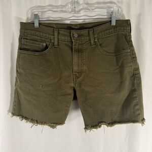 Levi's 511 Jean Shorts Women's 32 Green Cuttoff Denim Flat Front 6" Inseam